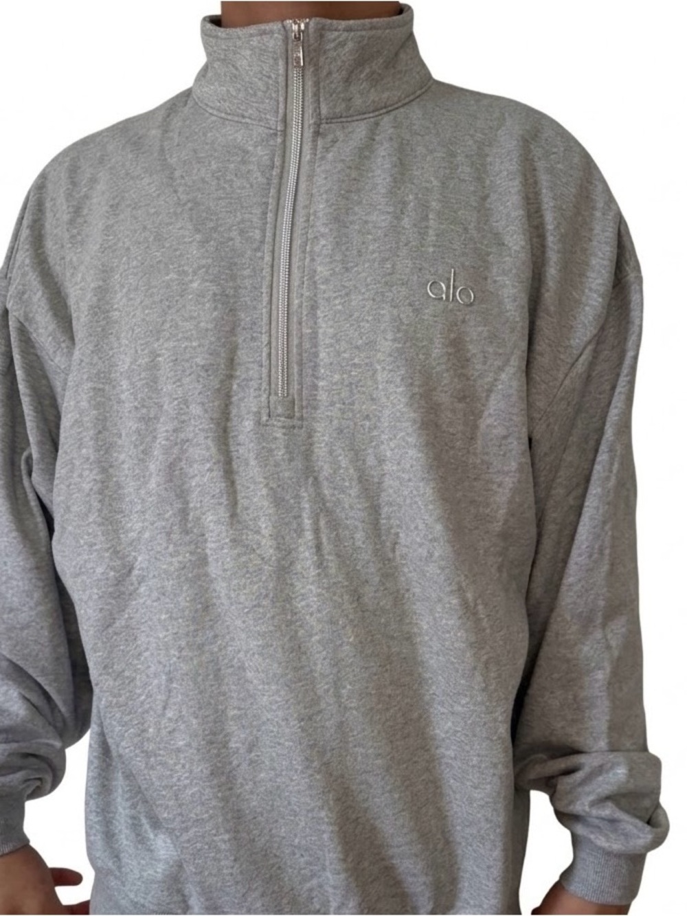 ALO Yoga Men’s Light Heather Grey Half-Zip Pullover Size M,L